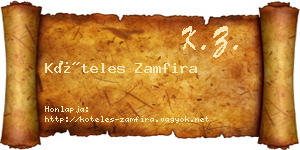 Köteles Zamfira névjegykártya